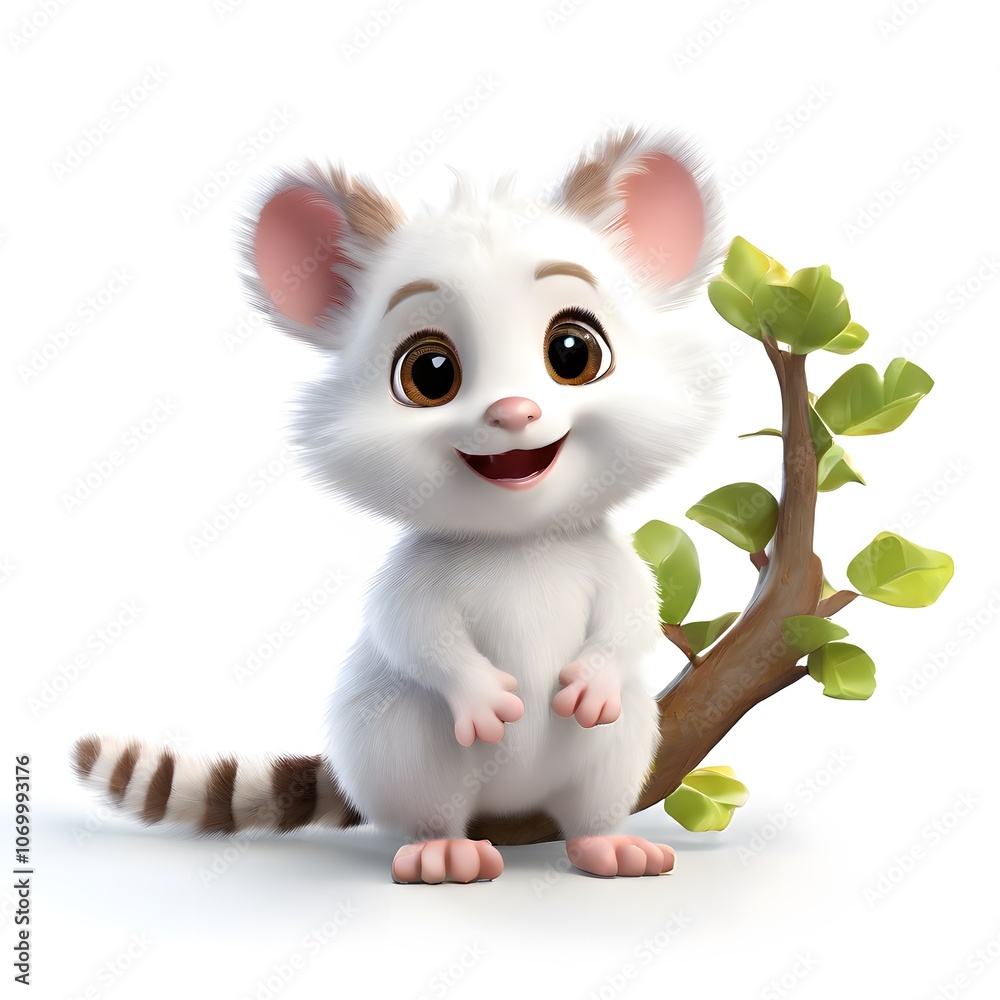 Fototapeta premium A beautiful cute animal for children story concept on a white background