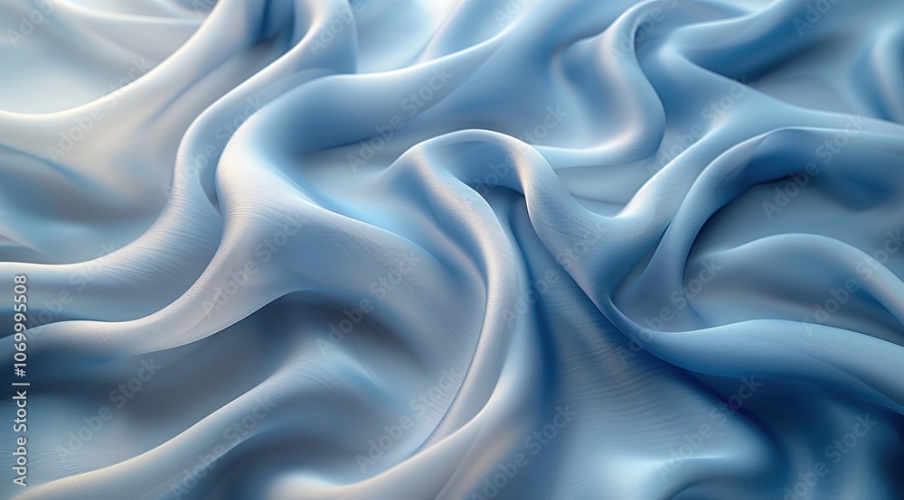 Abstract bright blue, white isolated soft fabric wavy Abstract bright blue, white isolated soft fabric wavy
