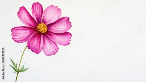 Vibrant Pink Flower in Watercolor Style