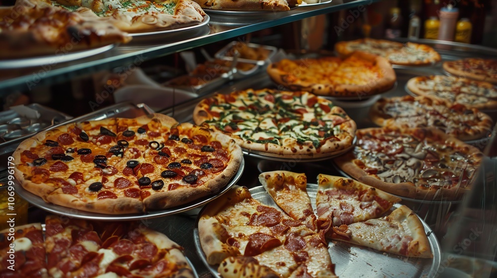 A Display of Delicious Pizzas: Pepperoni, Cheese, and More A Display of Delicious Pizzas: Pepperoni, Cheese, and More
