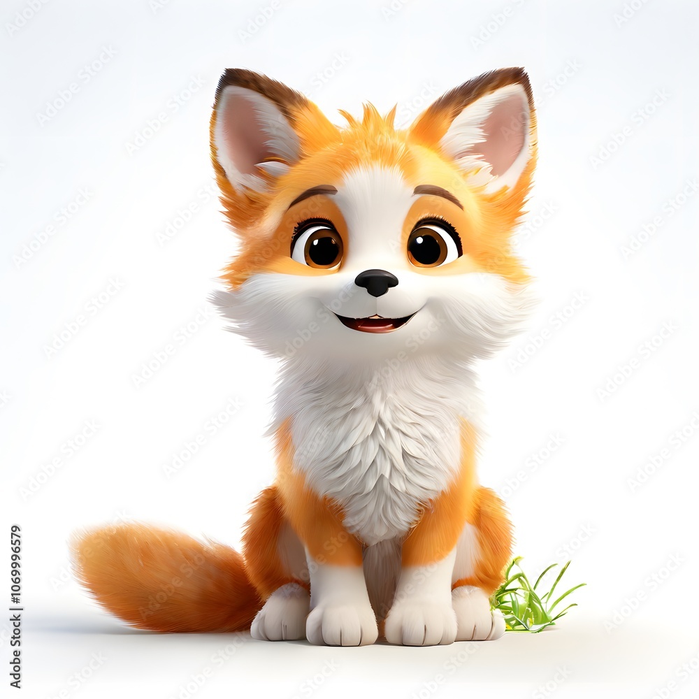 A beautiful cute animal for children story concept on a white background A beautiful cute animal for children story concept on a white background
