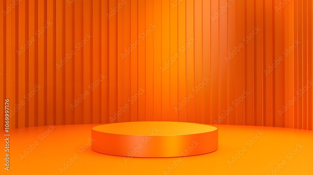 
Realistic 3D orange cylindrical podium background with cube pedestal, Clean empty wall scene. Minimal mockup or abstract product display presentation, Stage showcase. Platforms vector geometric desig