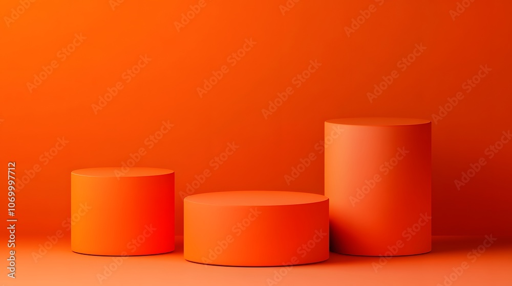 Realistic 3D orange cylindrical podium background with cube pedestal, Clean empty wall scene. Minimal mockup or abstract product display presentation, Stage showcase. Platforms vector geometric desig
Realistic 3D orange cylindrical podium background with cube pedestal, Clean empty wall scene. Minimal mockup or abstract product display presentation, Stage showcase. Platforms vector geometric desig