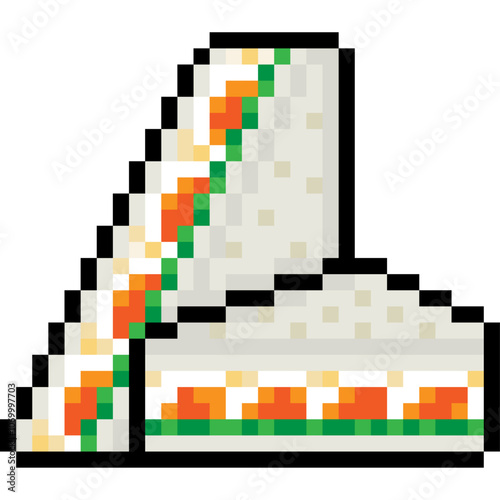 サンドイッチ ゆでたまごサンド ドット絵 8bit (.ai) - pixel art boiled egg sandwich photo