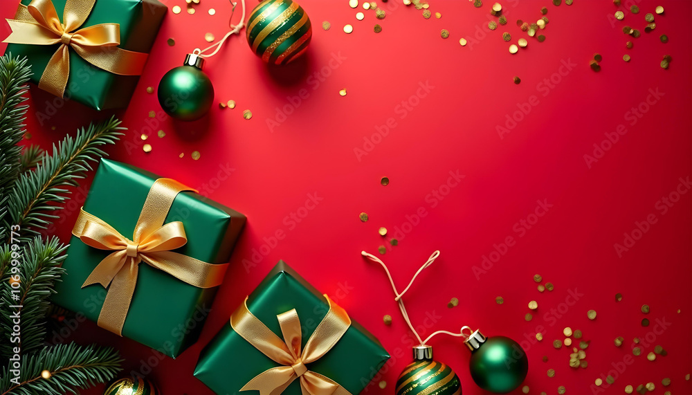 Naklejka premium social media red background sale promo gift box xmas celebration