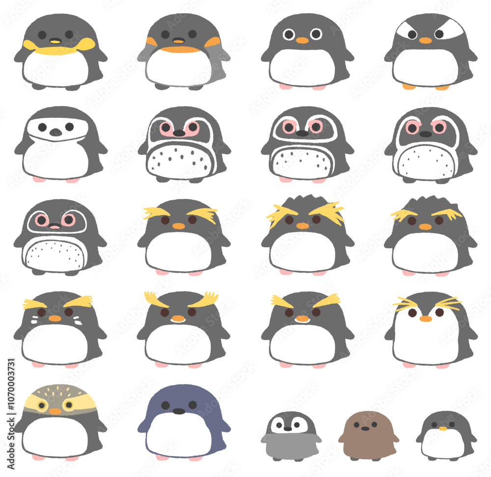 Obraz premium かわいいペンギンのイラストセット