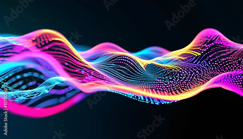 Abstract dot point connect with gradient line and aesthetic Intricate wave line design , internationalization social network or business big data connection technology concept.