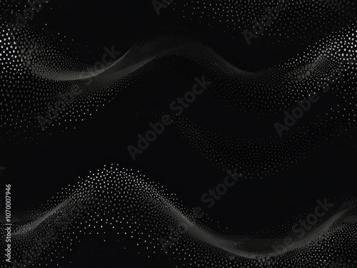 Minimalist Monochromatic Design of Waves and Dots on a Black Background