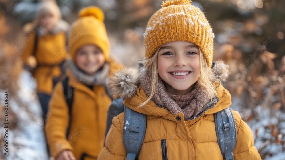 Family hiking together on a mountain trail, showcasing the importance of spending time outdoors and staying active Family hiking together on a mountain trail, showcasing the importance of spending time outdoors and staying active