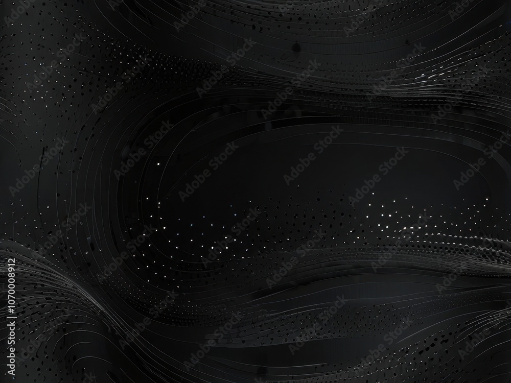 Minimalist Monochromatic Design of Waves and Dots on a Black Background Minimalist Monochromatic Design of Waves and Dots on a Black Background