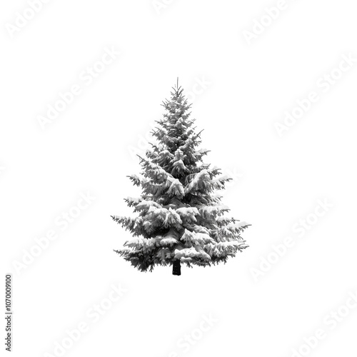 Christmas tree, against a white background for clean cutout