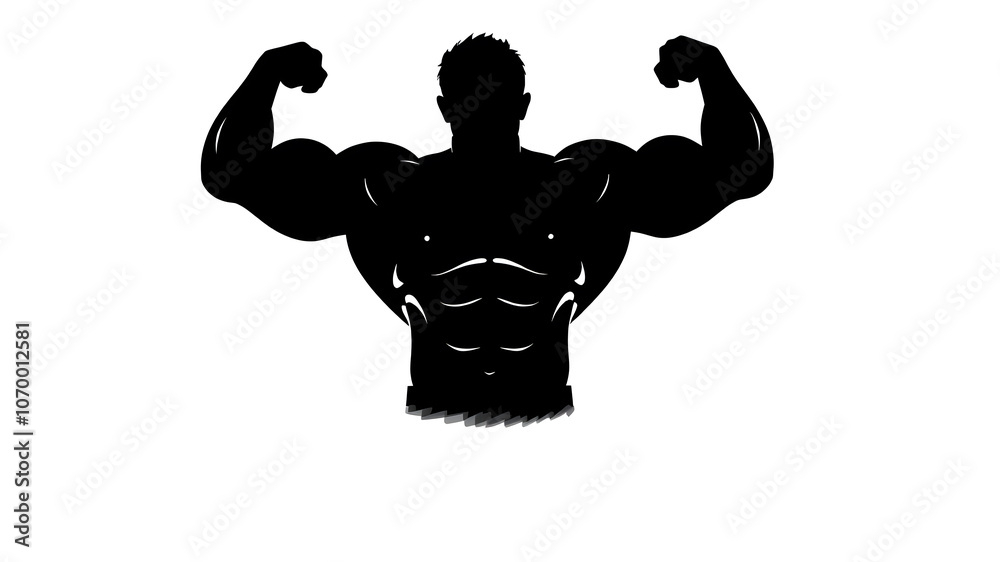 Muscular bodybuilder vector silhouette illustration isolated on white background. Generative AI Muscular bodybuilder vector silhouette illustration isolated on white background. Generative AI