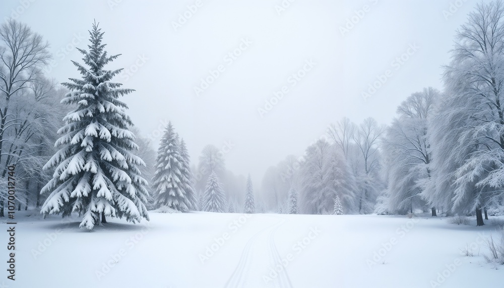 Fototapeta premium Snowy Meadow in the Winter Forest