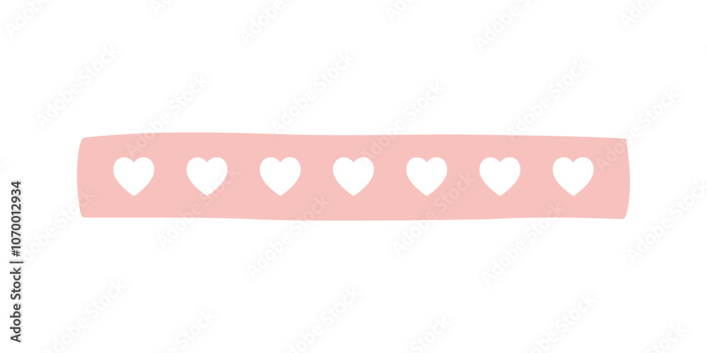 Cute heart label tape. Planner, organizer, reminder, note concepts. Flat decorative minimal vector design isolated illustration. Cute heart label tape. Planner, organizer, reminder, note concepts. Flat decorative minimal vector design isolated illustration.