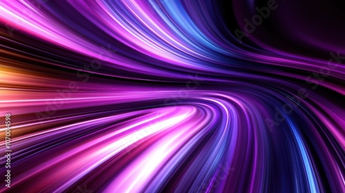 Abstract illustration featuring vibrant waves of purple and blue light swirling in a mesmerizing pattern.