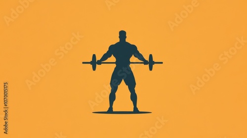 Vector silhouette of a weightlifting sports man flat cutout icon