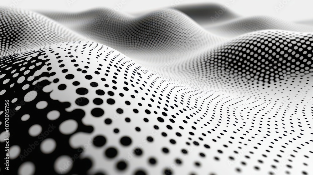 Abstract monochrome landscape of flowing dots creating a textured wave pattern. Abstract monochrome landscape of flowing dots creating a textured wave pattern.