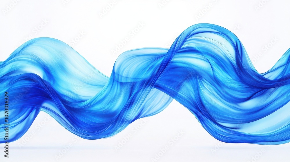 A graceful wave of blue fabric flows gently, creating an ethereal and calming atmosphere. A graceful wave of blue fabric flows gently, creating an ethereal and calming atmosphere.