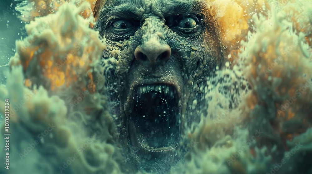 A Ghastly Creature Emerges from the Depths of Darkness: A Surreal and Terrifying Digital Artwork A Ghastly Creature Emerges from the Depths of Darkness: A Surreal and Terrifying Digital Artwork