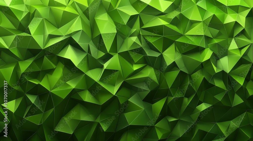 A vibrant, abstract green landscape made up of intricate triangular shapes, evoking a sense of nature and tranquility. A vibrant, abstract green landscape made up of intricate triangular shapes, evoking a sense of nature and tranquility.
