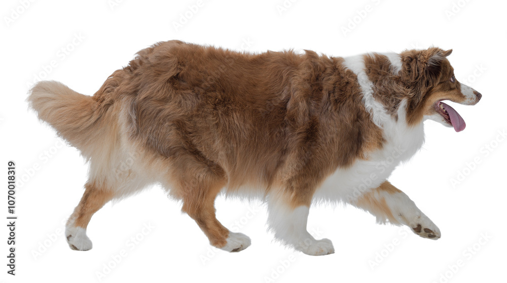 Obraz premium Confident Australian Sheperd posing on white background