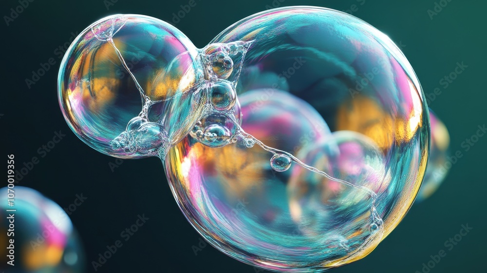 Colorful soap bubbles floating gracefully against a dark background, showcasing intricate details and reflections. Colorful soap bubbles floating gracefully against a dark background, showcasing intricate details and reflections.