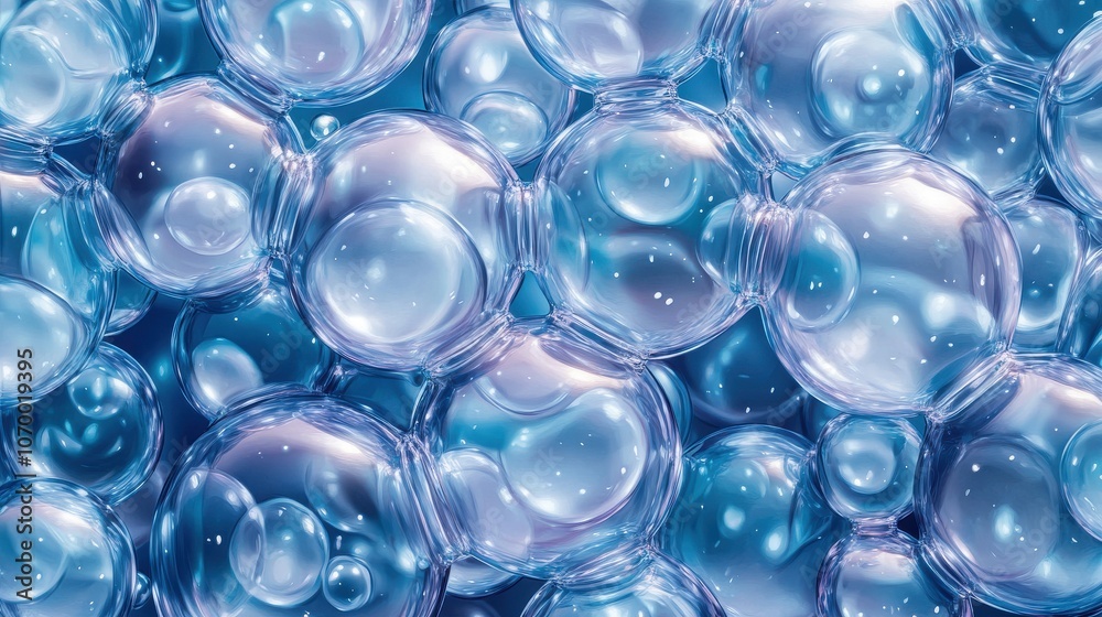 A close-up view of translucent soap bubbles with a soft blue background, creating a dreamy and ethereal atmosphere. A close-up view of translucent soap bubbles with a soft blue background, creating a dreamy and ethereal atmosphere.