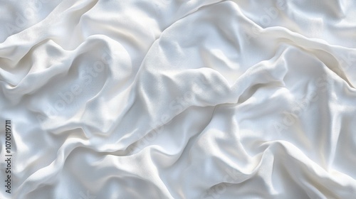 Luxurious white satin fabric with soft waves and subtle sheen, adding elegance and texture to any design.