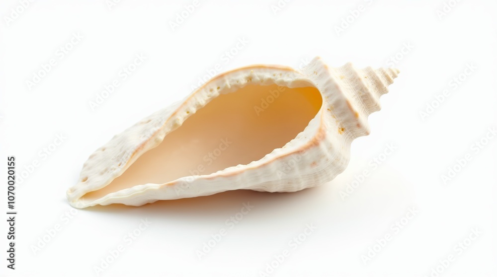 Empty seashell isolated on a clean white background