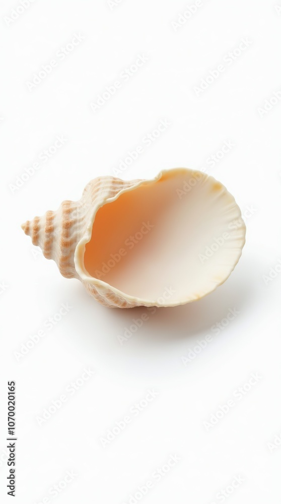 Empty seashell isolated on a white background for natural decor Empty seashell isolated on a white background for natural decor