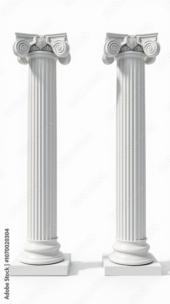 Elegant Greek columns isolated on a white background Elegant Greek columns isolated on a white background