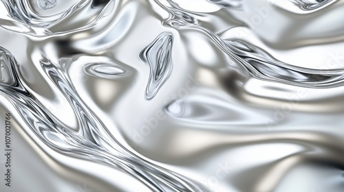 Abstract metallic texture with fluid waves and reflections, creating a dynamic and modern aesthetic.