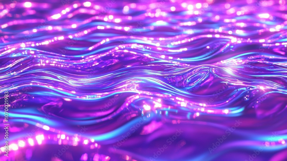 A mesmerizing wave pattern of glowing purple and blue light creates an ethereal underwater effect. A mesmerizing wave pattern of glowing purple and blue light creates an ethereal underwater effect.