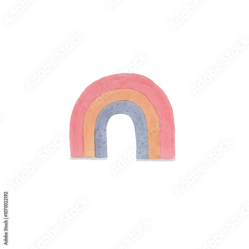 Watercolor stylized rainbow illustration without background