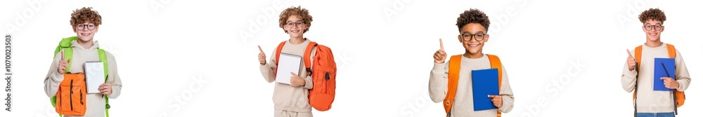 A young caucasian student stands alone, happy, smiling, and cheerful. A young caucasian student stands alone, happy, smiling, and cheerful.