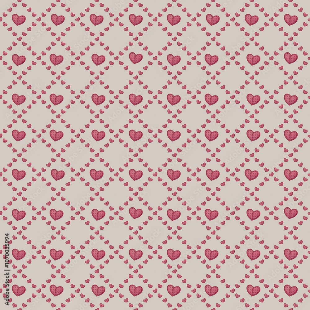 Small Diamond Tile Hearts with Beige Background Seamless Pattern Design Small Diamond Tile Hearts with Beige Background Seamless Pattern Design