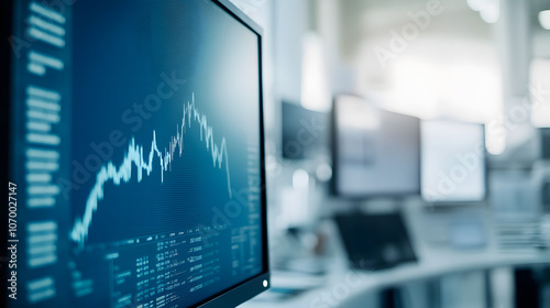 Close-Up of a Yield Curve Graph on a Digital Screen with Blurred Background, Highlighting Financial Market Trends, Investment Strategy, and Economic Forecasting, Ideal for Business and Financial Analy photo