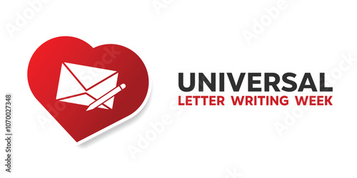 Universal Letter Writing Week. Mail and heart. Great for cards, banners, posters, social media and more. White background.