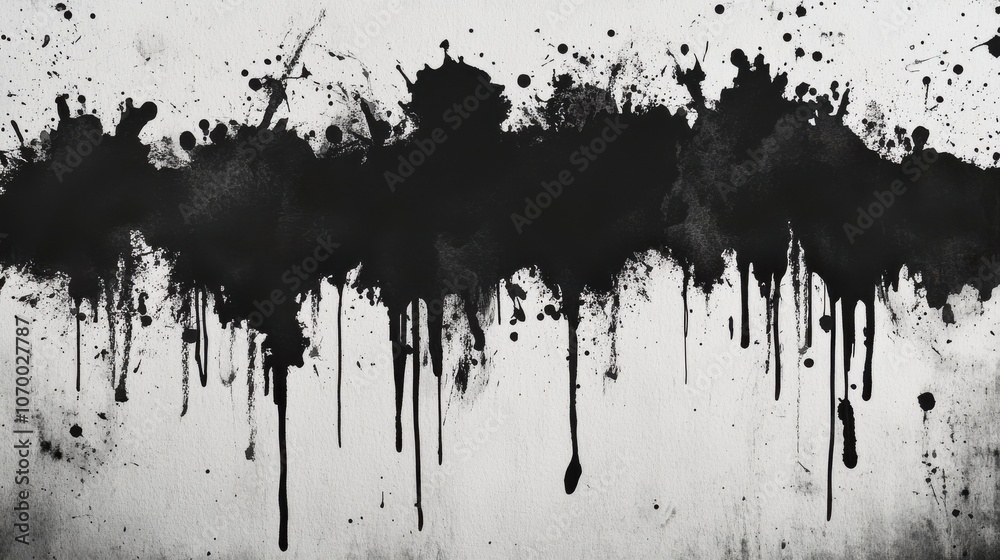 A dramatic black ink splash on a textured white canvas, showcasing an abstract art piece with contrasting tones. A dramatic black ink splash on a textured white canvas, showcasing an abstract art piece with contrasting tones.
