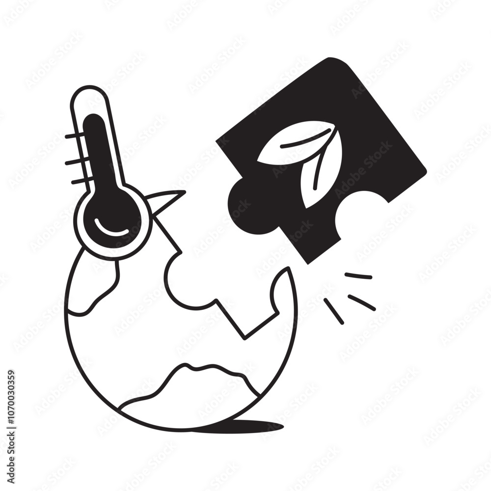 Illustration of Earth with a rising temperature icon Illustration of Earth with a rising temperature icon