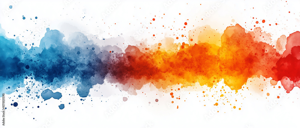 Abstract Watercolor Background with Blue, Red, and Yellow Colors.