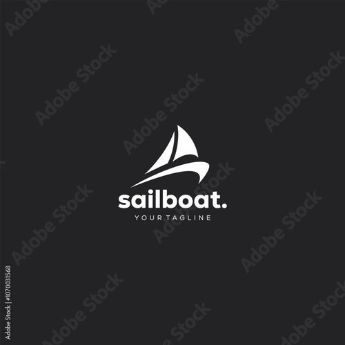 Sailboat Silhouette Logo Design, Traditional Sailboat Vector Illustration