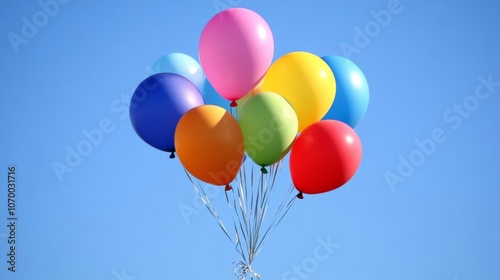 Colorful Balloons Floating in the Sky - Celebration and Joy