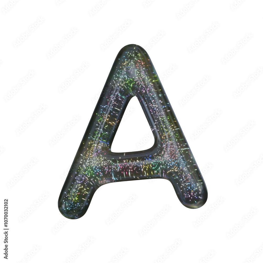3D Simple Black Alphabet - Light Particles