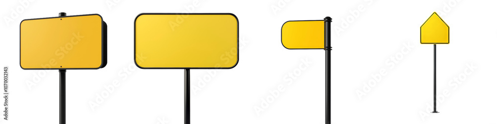 Isolated on a transparent background, a blank yellow road sign Isolated on a transparent background, a blank yellow road sign