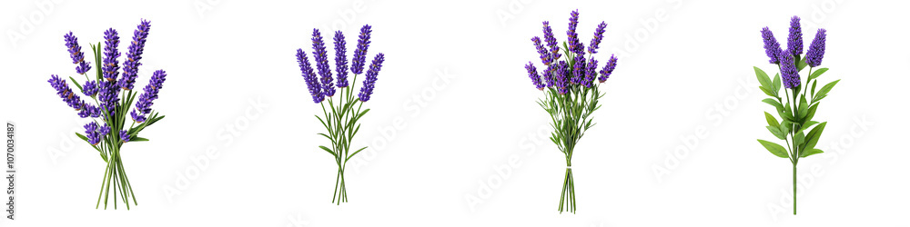 Fototapeta premium An isolated lavender flower on a white transparent background png