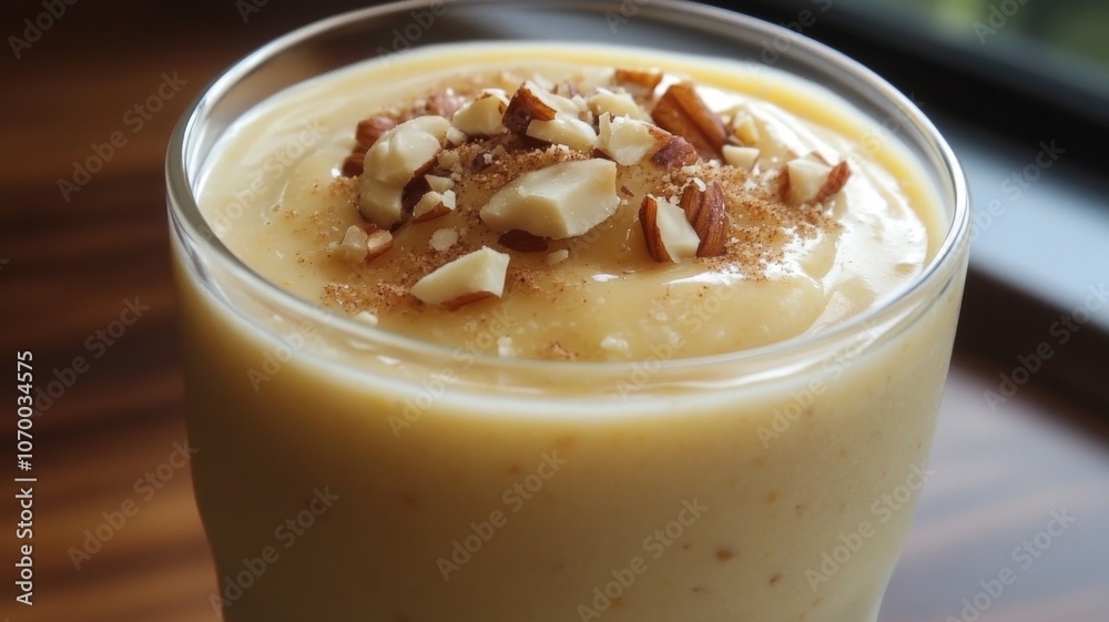 Creamy Almond and Cinnamon Smoothie in Glass Creamy Almond and Cinnamon Smoothie in Glass