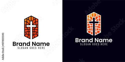 cross in stained glass logo