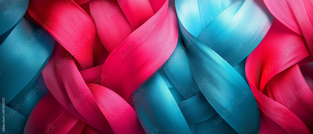 Abstract Pink and Blue Intertwined Ribbons.