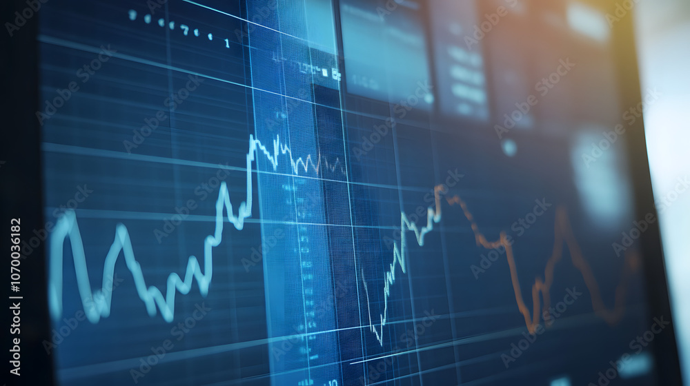 Close-Up of a Yield Curve Graph on a Digital Screen with Blurred Background, Highlighting Financial Market Trends, Investment Strategy, and Economic Forecasting, Ideal for Business and Financial Analy Close-Up of a Yield Curve Graph on a Digital Screen with Blurred Background, Highlighting Financial Market Trends, Investment Strategy, and Economic Forecasting, Ideal for Business and Financial Analy